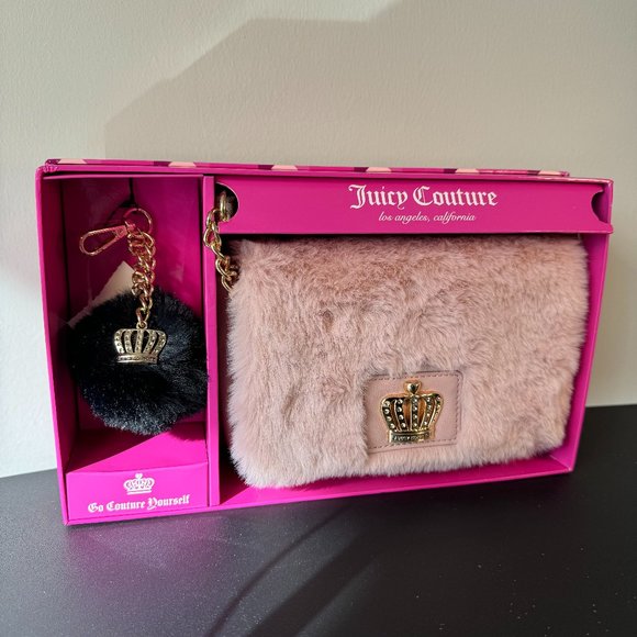 Juicy Couture Handbags - Juicy Couture Blush Pink Flap Crossbody & Keychain Gift Box Set - Brand New